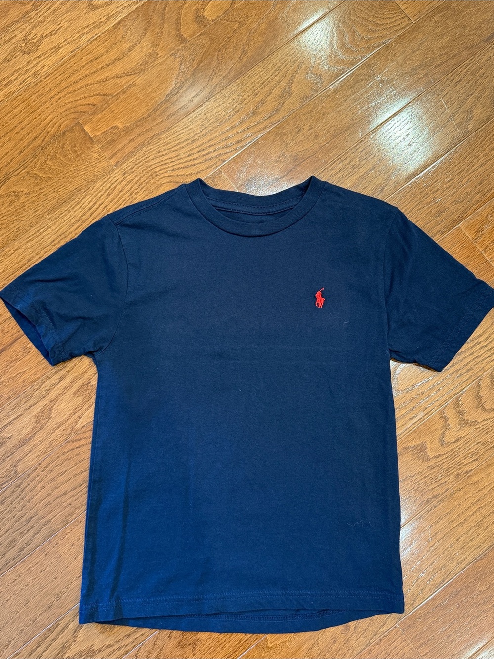 Boys Polo Ralph Lauren Navy Crewneck Tee with Red Pony Logo